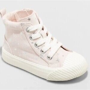 Cat & Jack Toddler Girls' Shane Star Print Lace-Up Zipper Sneakers Blush NWT